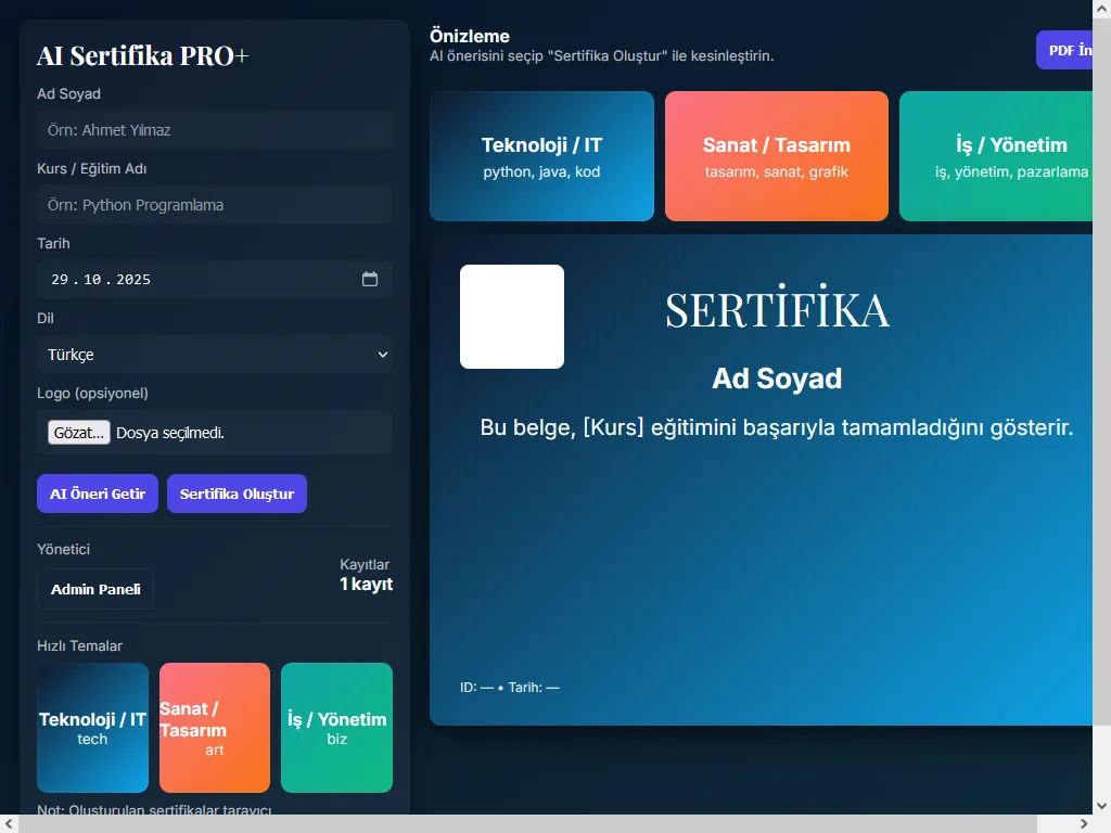 AI Sertifika PRO+